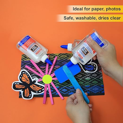 BAZIC Products Washable Clear School Glue 5 Oz. (147 mL), Liquid Clear Glues Adhesive, for Making Slime Art Crafts at School Home Office, 48-Pack