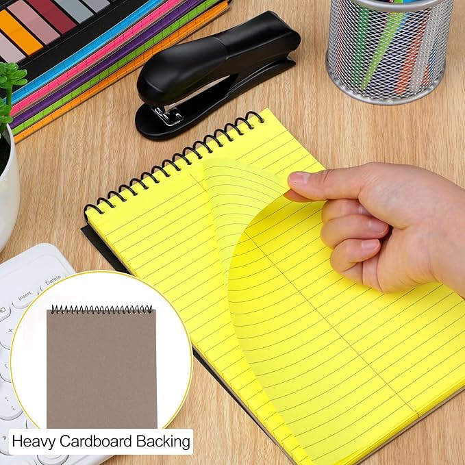 6 Pcs Legal Pad Top Spiral Bound Notebook 70 Sheets Wirebound Notepad Double Sided Ruled Memo Steno Pad with Stiff Back Cover for Business(6 x 9 Inches,No Holes,Rainbow Color)