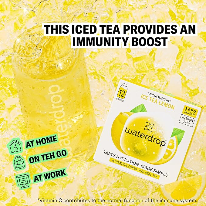 Waterdrop Hydration Cubes With Vitamin C, B Vitamins and Electrolytes, 3 Iced Tea Flavor Electrolyte Variety Pack, Flavored Water Enhancer Cubes for Still & Sparkling Water, Sugar Free, 36 Count