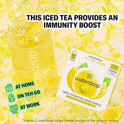 Waterdrop Hydration Cubes With Vitamin C, B Vitamins and Electrolytes, 3 Iced Tea Flavor Electrolyte Variety Pack, Flavored Water Enhancer Cubes for Still & Sparkling Water, Sugar Free, 36 Count