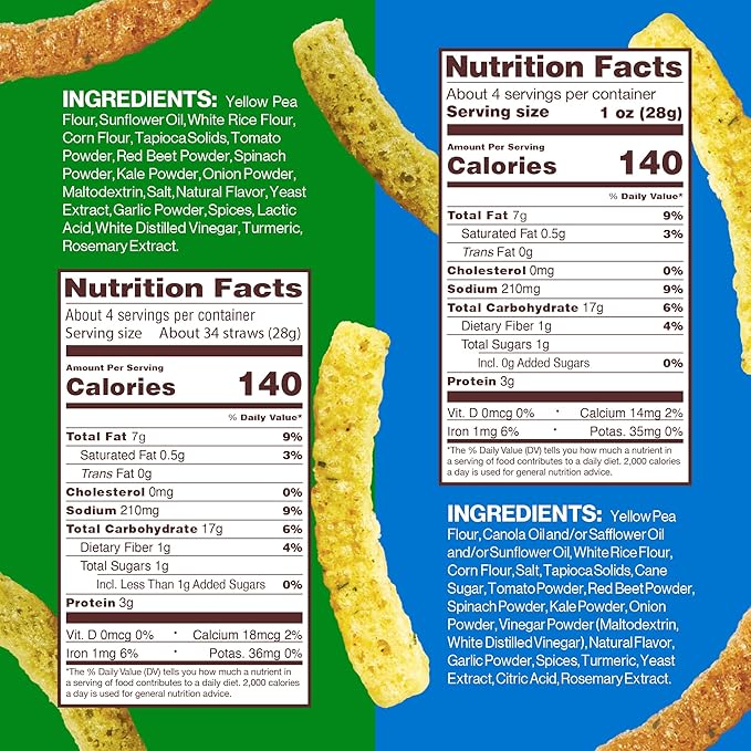 Hippeas Veggie Straws, Variety Pack: Sour Cream & Onion, Rockin’ Ranch, 0.75 Ounce (Pack of 18), 2g Protein, 1g Fiber, Vegan, Gluten-Free, Crunchy, Plant Protein Snacks