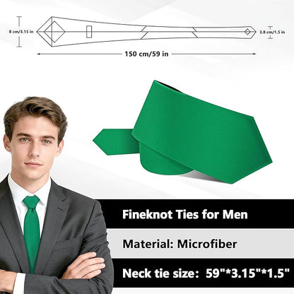 Fineknot Black Ties for Men, Formal Neckties for Men, Solid Color Mens Ties for Business, Wedding, Party, Mens Neck Tie