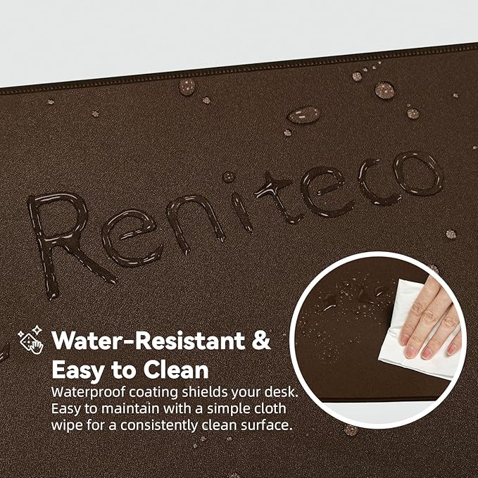 Waterproof Large Gaming Mouse Pad with Durable Stitched Edges, Non-Slip Rubber Base, Grainy Jacquard Mouse Mat Desk Pad for Home Office Gaming, 31.5''x11.8''x0.12'', Matte Brown