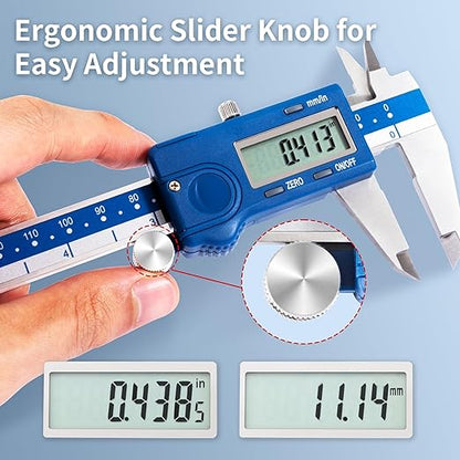 Dasqua Left-Handed Digital Caliper 0-12"/0-300mm Stainless Steel with Large LCD Screen, Dual Reading in/mm, Accuracy ±0.0016"/0.04mm, Resolution 0.0005"/0.01mm, High Precision Caliper Measuring Tool