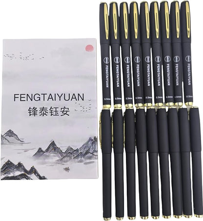 Fengtaiyuan P18, Black Gel Ink Rollerball Pens - Comfortable Non-Slip Grip, Black Ink, Extra Fine, 0.5mm, Quick-Drying Ink, 18-Piece Box (P18)