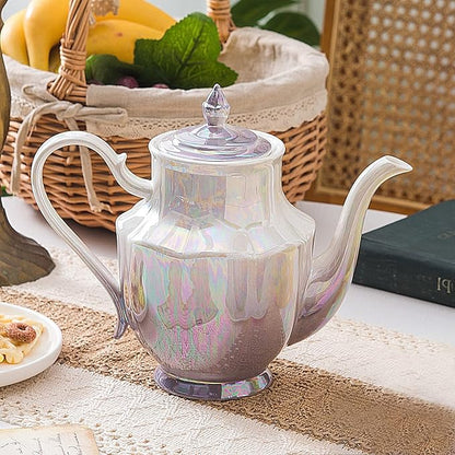 ceramic teapot,Porcelain Tea Pot 37 Oz Teapot with lid for Tea, Milk, Coffee, Flower tea (Purple)