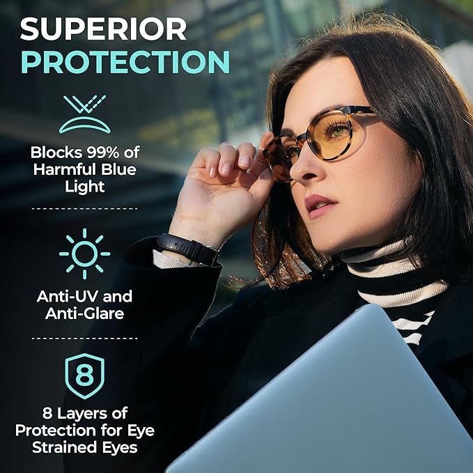 Prospek Bluelight Glasses Women Oversized, ARTIST (+2.25 Diopters) - High Optical Quality Clear Lenses