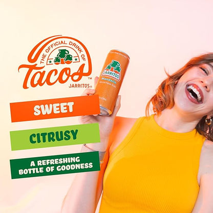Jarritos - Mexican Soda Soft Drinks, Mandarin (12 oz, 355ml) 24 Cans (3 Boxes of 8) - Real Cane Sugar - 140 Calories, 0g Fat - Made in Mexico - Natural Flavor Soda Pop - Party & BBQ Beverages