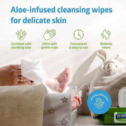 FitRight Personal Cleansing Wipes with Aloe (8x10 inch) | 600 Pieces Moisturizing Body Wipes for Adults Bathing and Incontinence Cleaning | Scented Cloth Adult Wipes for Elderly Care