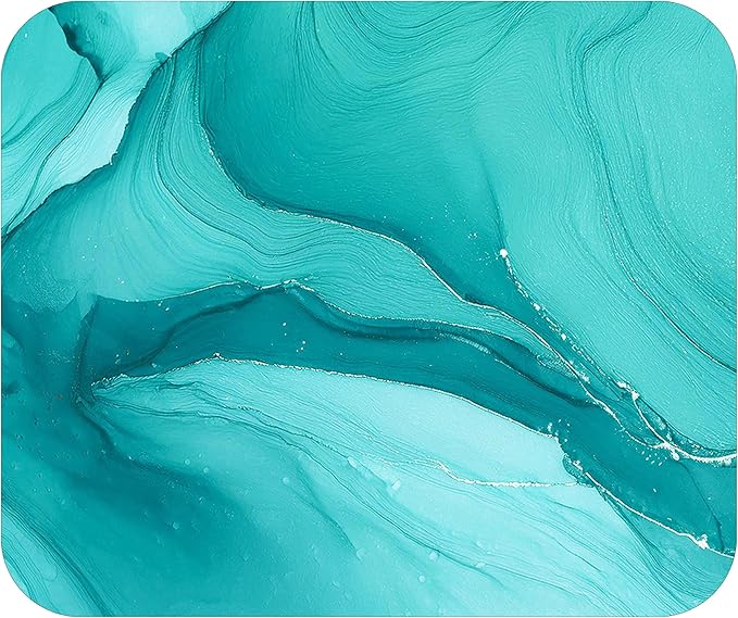 Aqua Blue Marble Agate Mouse Pad Mat Mousepad for Desk Computer Laptop PC Gaming Home or Office Gift Marbled Abstract (Aqua MP55)
