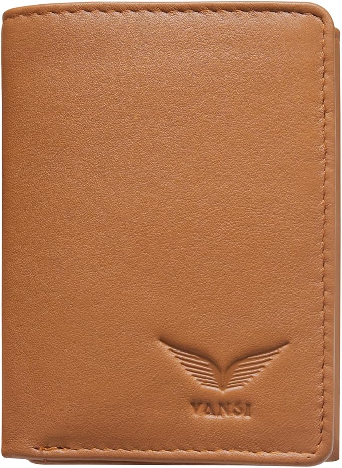 VANSI Genuine Leather Modern TriFold Design Wallet and Card Holder for Men (TAN)