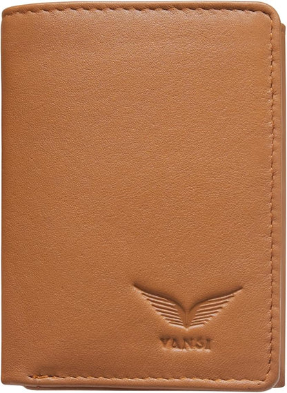 VANSI Genuine Leather Modern TriFold Design Wallet and Card Holder for Men (TAN)