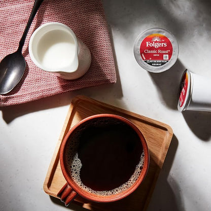 Folgers Classic Roast Medium Roast Coffee, 128 Keurig K-Cup Pods