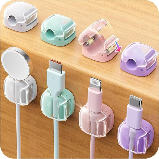 8 Pack Cord Holder Cable Clips,Cord Organizer Multicolor [Dual Spring & Clasp Lock], Cord Holder Cable Management Home Office Organizer Appliances for Kitchen Desk Workspace Room Decor for Teen Women