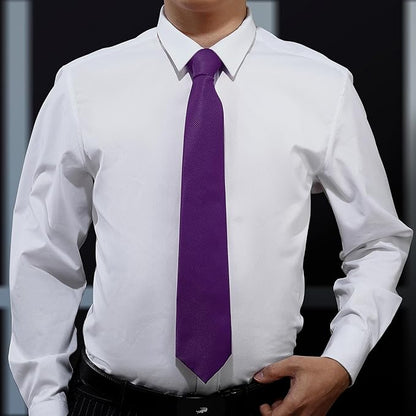 KOOELLE Men's Ties Solid Pure Color Plain Neckties Formal Black Ties For Men