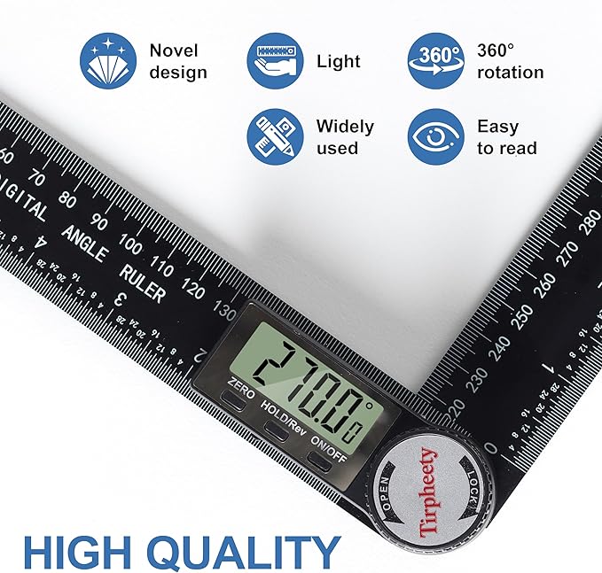 Digital Angle Finder Protractor, 3rd Generation Quick Display Angle Gauge Ruler, 7-Inch (200mm) Professional Measuring Tool for Woodworking, Carpentry, and Construction(plastic）