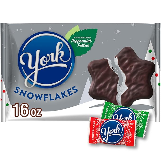 YORK Dark Chocolate Peppermint Patties Snowflakes, Christmas Candy Bag, 16 oz