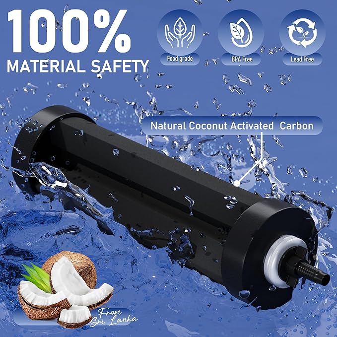 3 Gallons Gravity-Fed Water Filter System, Stainless-Steel Countertop System with 2 Black Carbon Filters and Metal Water Spigot, Reduces 99% Chlorine and Fluoride, for Home, RVing, Out, by DESENRUIS