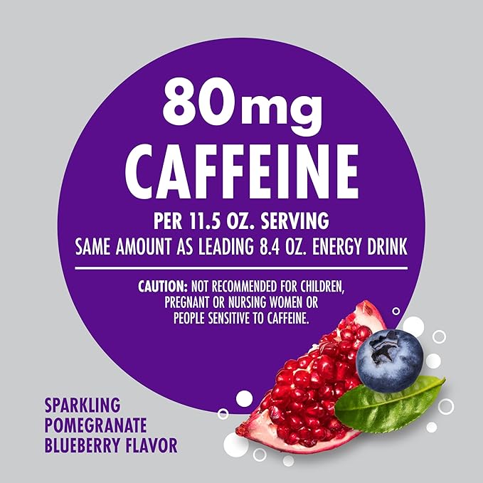 V8 +Energy Sparkling Pomegranate Blueberry Juice Energy Drink, 11.5 fl oz Can (4 Pack)