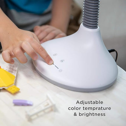 Verilux SmartLight Full Spectrum LED Desk Lamp with Adjustable Brightness, Flexible Gooseneck and Integrated USB Charging Port - Reduces Eye Strain and Fatigue - Ideal for Readers, Artists, Crafters