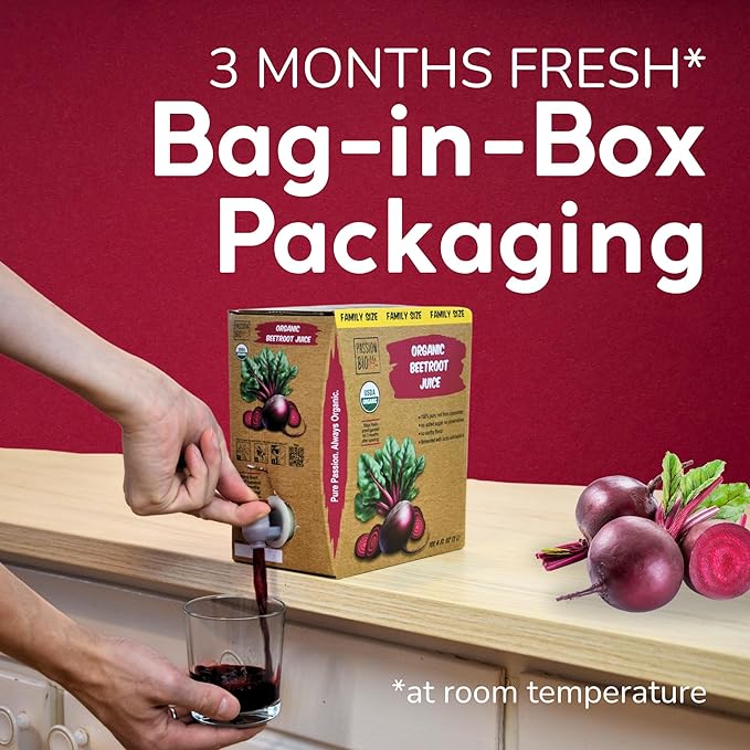 Organic Beetroot Juice Box 101.4 Fl Oz | Pure Beet Juice, Not From Concentrate | Organic, Vegan, Non-GMO | No Added Sugar, Easy-Pour Tap Packaging