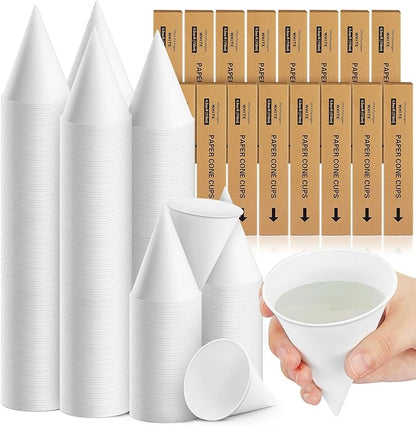 Roshtia 3200 Pcs 4 oz Paper Cone Cups Thicken Disposable Cone Cups for Shaved Ice, Slushies Water Cooler Dispenser, White