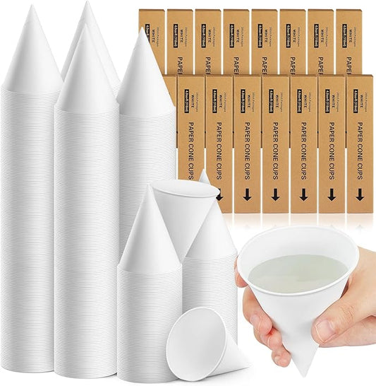 Roshtia 3200 Pcs 4 oz Paper Cone Cups Thicken Disposable Cone Cups for Shaved Ice, Slushies Water Cooler Dispenser, White