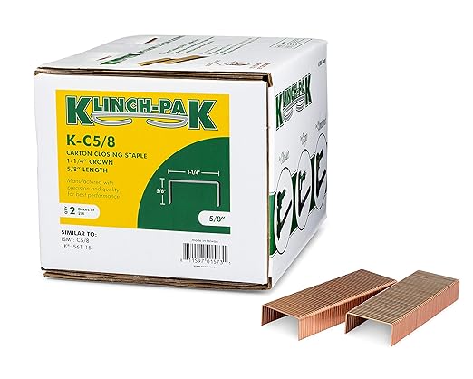 C-5/8 Carton Staple 1-1/4 inch Crown with 5/8 inch Leg Length 4000 per case - SIM CC58, C58 or JK561, Ideal for Wood and Sheet Metal Projects in Construction, DIY and Office/Retail