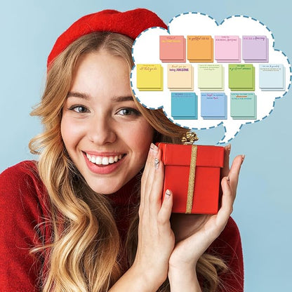 Yinder 12 Pcs Employee Appreciation Sticky Notes Xmas Gift Bulk Motivation Note Pads Mini Inspirational Note Gift for Teacher Nurse Staff Coworker Office Supply 3 x 3'' (Appreciation,Multicolor)