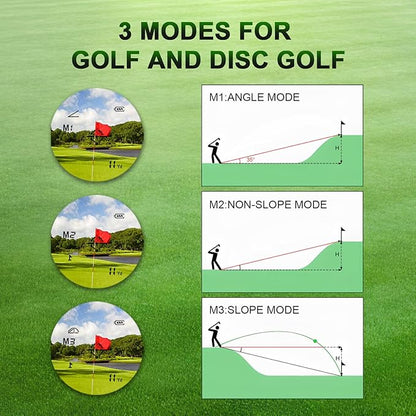 Golf Rangefinder 650/1200/1700 Yards Range Finder Golfing 6X Magnification 0.5 Yard Accuracy Flag Pin Lock Vibration Fast Focus High Clarity Display Easy to Use