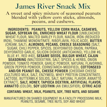 The Peanut Shop of Williamsburg James River Snack Mix, Williamsburg Peanuts, with Mixed Nuts and Sesame Corn Sticks - 9 Oz Tin
