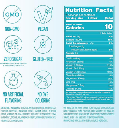 TREVI™ Sugar Free Electrolytes - Drink Mix Hydration Powder Packets - 8 Count - Arctic Frost