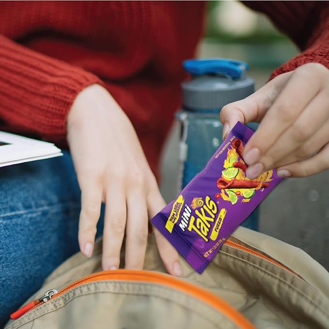 Takis Mini 25PK Bite Size Variety Pack, Assorted Flavored Mixed Rolled Tortilla Chips – (15) Fuego Mini (10) Nitro Mini