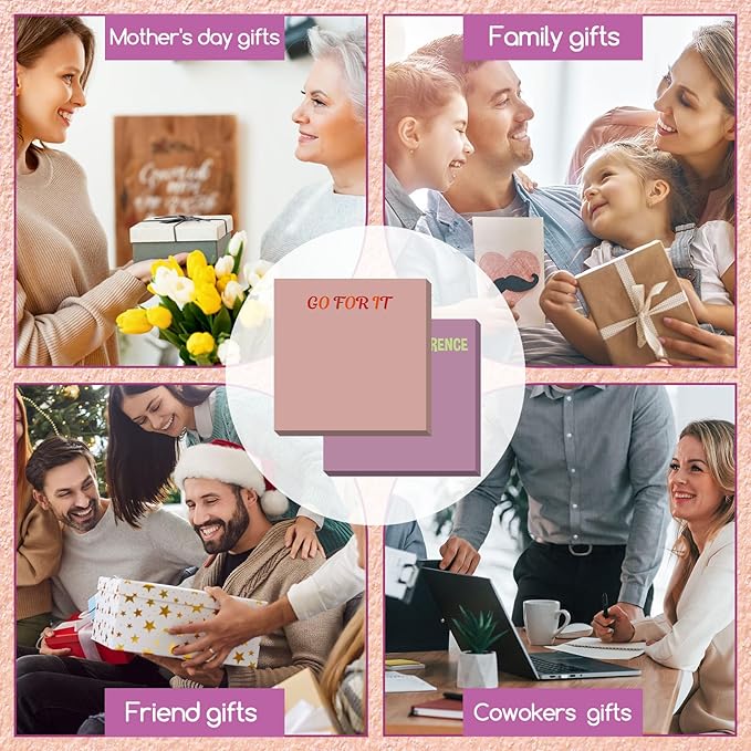 Yinder 24 Pcs Inspirational Sticky Notes Christmas Stocking Stuffers Motivational Sticky Notes Pad Employee Appreciation Gift Bulk for Teacher Nurse Coworker Office 3 x 3''(Motivational,Morandi Color)