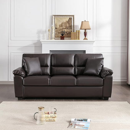 Morden Fort Faux Leather Sofa Couch, Modern Luxury and Comfy Furniture Sleeper Couches for Living Room, Apartment, Office, Lounge Room