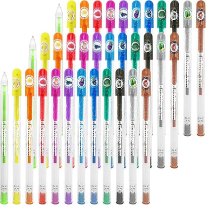 36 PCS Scented Glitter Color Gel Pen Smooth Writing Stationery Kit Cute Smell Good Fruit Flavors Coloring for Girls Kids Art Crafts School Stocking Stuffers