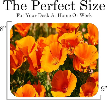 Floral Pattern Flower Mouse Pad Mat Mousepad for Desk Computer Laptop PC Gaming Home or Office Gift for Her Flowers (Poppy MP109)
