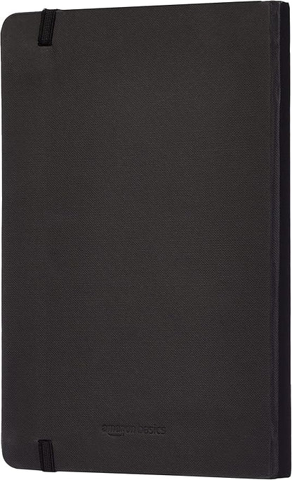 Amazon Basics Classic Lined Notebook, 240 Pages Hardcover, 5 x 8.25-Inch, Black