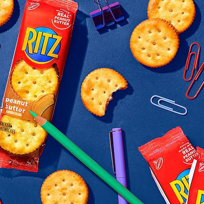 RITZ Peanut Butter and Cheese Sandwich Crackers Variety Pack, Lunch Snacks, 32 Snack Packs (6 Crackers Per Pack)