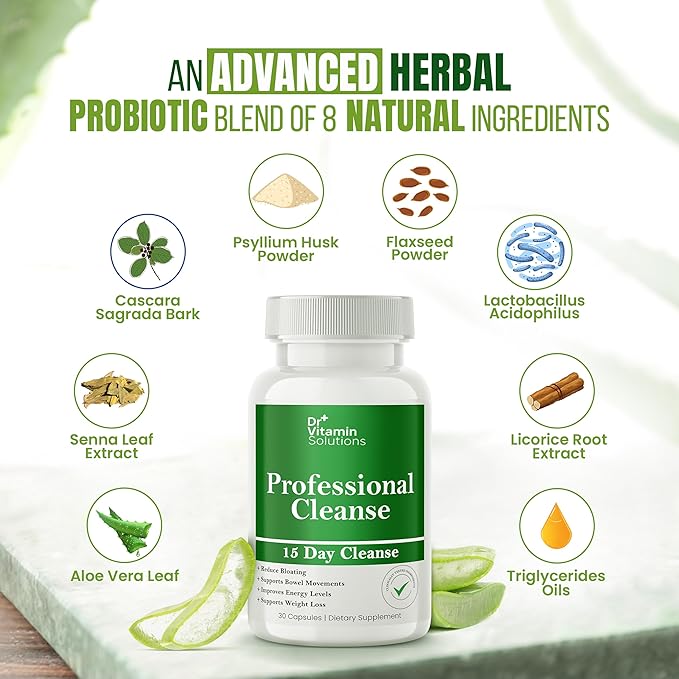 DR VITAMIN SOLUTIONS 15 Day Gut Cleanse Detox for Women, GLP-1 Support - Natural Colon & Detox Cleanse for Weight Loss - Bloating & Constipation Relief - Flushes Toxins & Supports Immunity - 30 Ct.