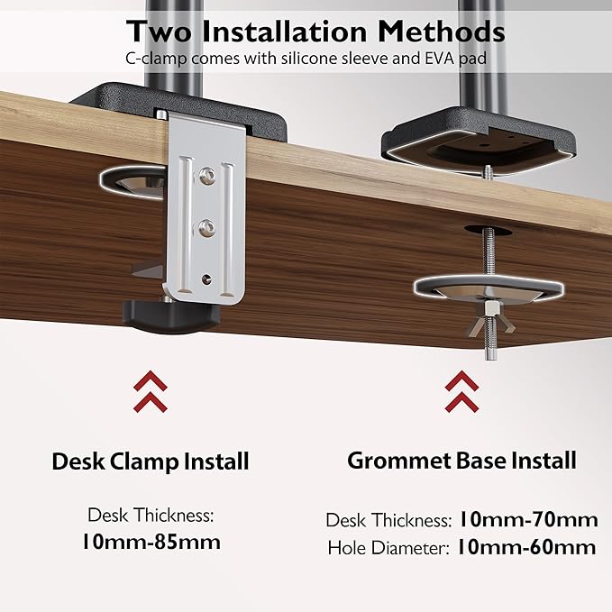 BONTEC Dual Monitor Stand for 13-34 Inch Screens, Gas Spring Adjustable Monitor Arm, Full Motion VESA 75x75/100x100mm Desk Mount with Tilt, Swivel, Rotation, Ergonomic Design for Home Office or Gaming