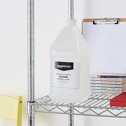 Amazon Basics All Purpose Washable School Clear Liquid Glue - Great for Making Slime, 128 fl oz