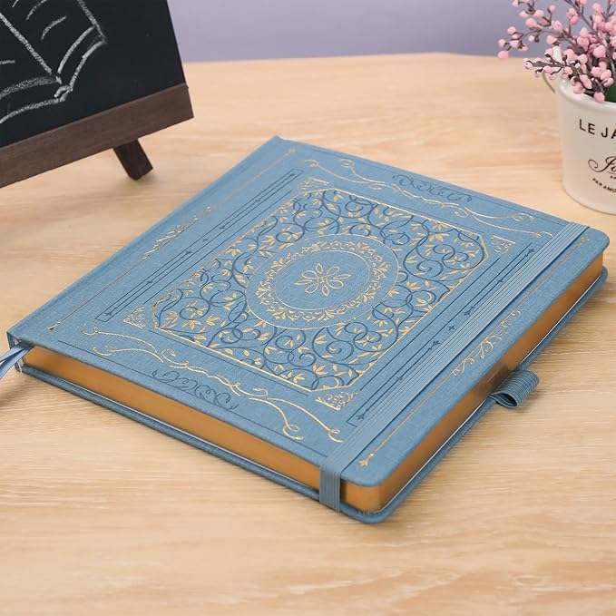 TIEFOSSI Dotted Journal Notebook, Dot Grid Notebook for Women Men, Hardcover PU Leather Journal, 160 GSM Thick Paper, 160 Numbered Pages with Gold Edges, 8 x 8 Square Diary