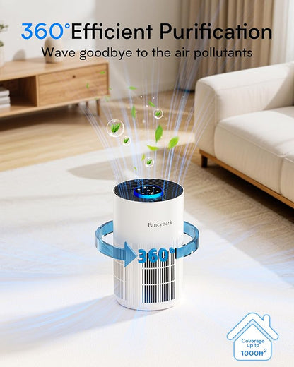 Air Purifiers for Home Bedroom Up to 1000 Ft², H14 True HEPA Room Air Purifiers for Bedroom With Sleep Mode Light Mode & Aroma Function Air Cleaner Smoke Odor Dust Pollen Pet Dander (White)