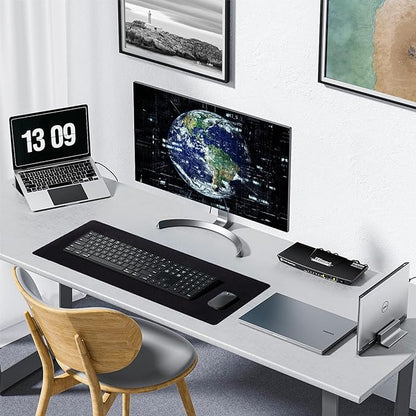 Large Gaming Mouse Pad with Durable Stitched Edges, Non-Slip Rubber Base, Black Mousepad Mouse Mat Desk Pad for Home Office Gaming, 35.4''x15.7''x0.12'', Black