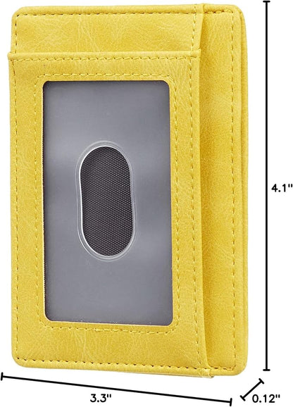 Travelambo Slim Wallet Front Pocket Minimalist Leather RFID Blocking Medium Size
