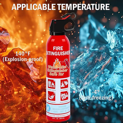 1 Pack Fire Extinguisher for Home, Kitchen, Car, and Grill,Ompact Water-Based A, B, C, K Extinguisher with Portable Non-Toxic Prevent Re-Ignition Easy Clean