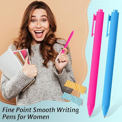 Crtiin 50 Pcs Gel Ink Pens Bulk, Black Ink 0.5mm Fine Point Retractable Pen Smooth Writing Office School Supplies for Teacher Server Operation Christmas Charity Donation Thanksgiving (Colorful)