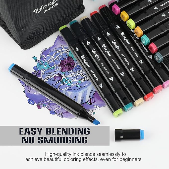 30 Colors Alcohol Markers, Dual Tips Drawing, Art Markers Set For Adults Coloring Sketch Illustration, Chisel & Fine