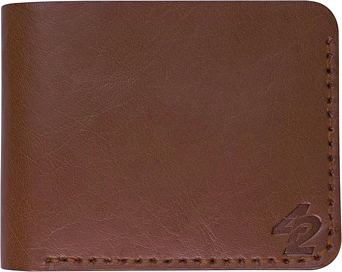 Genuine Leather Wallet for Men – Slim Bifold handmade mens wallet with ID Window & Card Slots Classic Minimalist Leather Wallet Gift (Brown)